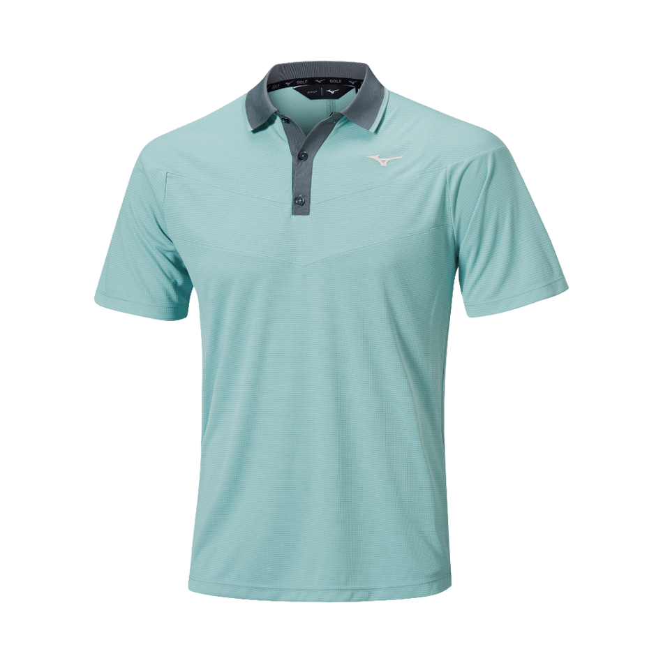 Mizuno Block Interlock Short Sleeve Polo Shirt Aquifer